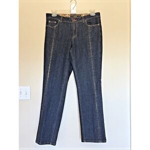 Boom Boom‎ Jeans Dark Wash Animal Print Accent 5-Pocket Y2K Style Womens 14